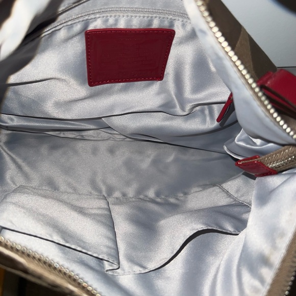 Coach Tan and Red Signature Shoulder Bag - Picture 3 of 6